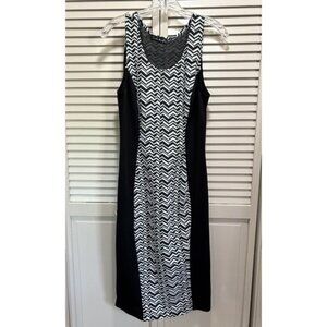 French Atmosphere Bodycon Maxi Dress Black/White‎ Zigzag Size XS